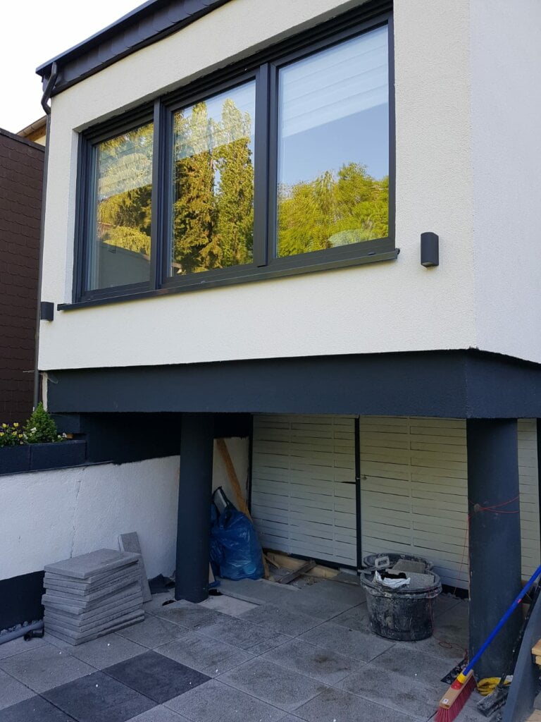 Außenansicht (nach Fertigstellung) eines Anbau eines Einfamilienhauses bei Dortmund (NRW)