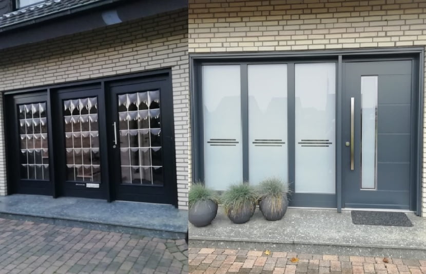 Außenansicht Haupteingangstür im Umbau Einfamilienhaus in Borken (NRW) Außenansicht Haupteingangstür im Umbau Einfamilienhaus in Borken (NRW)