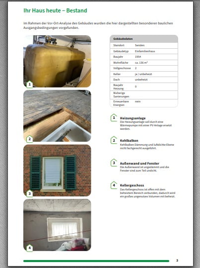 Istzustand im Sanierungsfahrplan für ein Einfamilienhaus in Senden (NRW) Istzustand im Sanierungsfahrplan für ein Einfamilienhaus in Senden (NRW)