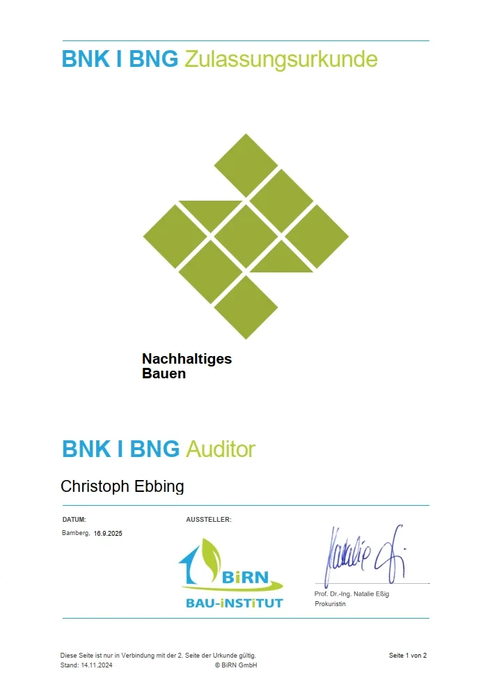 Urkunde BNK- und BNG-Auditor